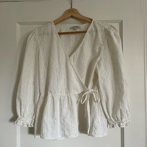 Madewell white/ivory cotton eyelet blouse